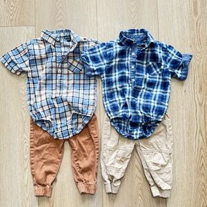 Plaid Baby Boy Shirts with Pants Set